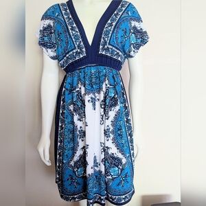 Bailey Blue V-Neck Empire Waist Summer Dress